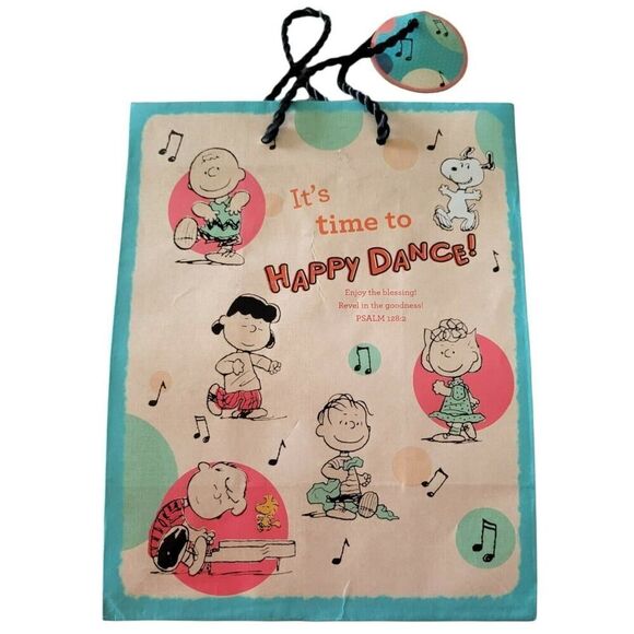 Peanuts Specialty Medium Gift Bag "Its Time To Happy Dance" Dayspring Giftbag - Picture 1 of 6